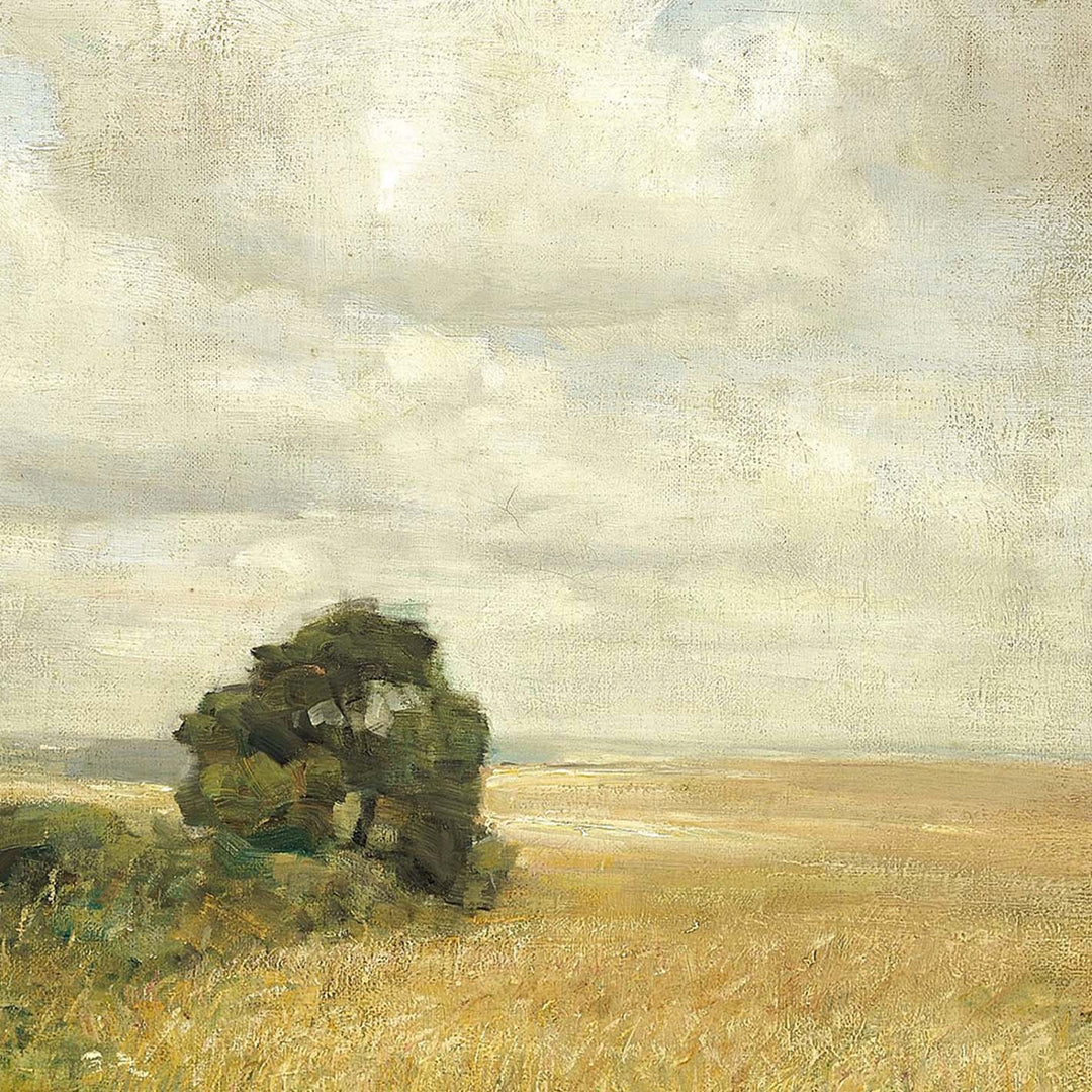 vintage landscape painting of a wheatfield 