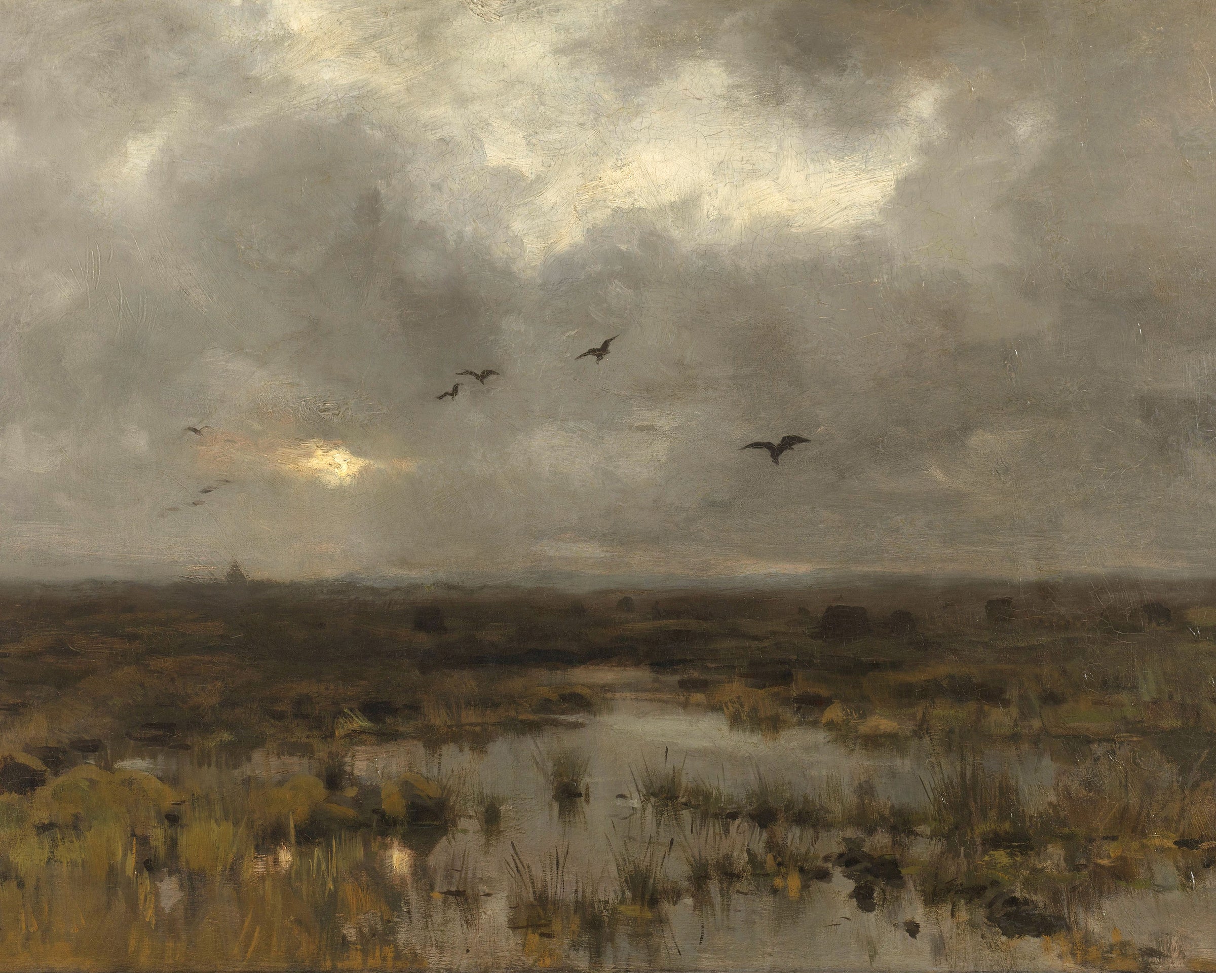 Vintage landscape painting - the marsh by Attica Press