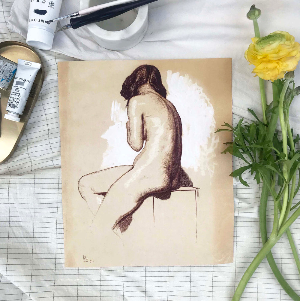 Female figurative pen and ink drawing by William Holman Hunt