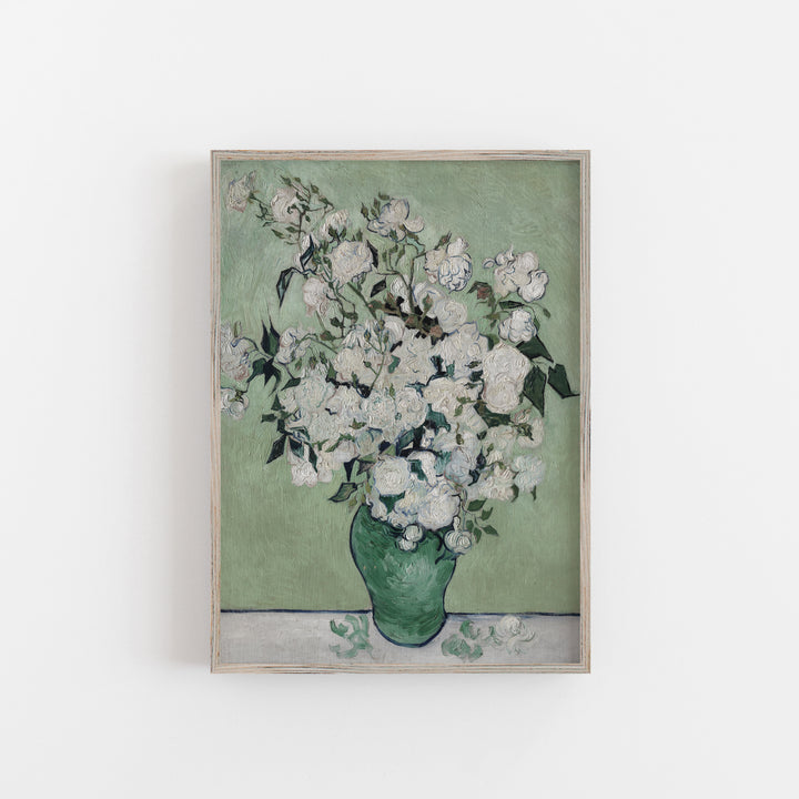 White roses vintage art poster van gogh