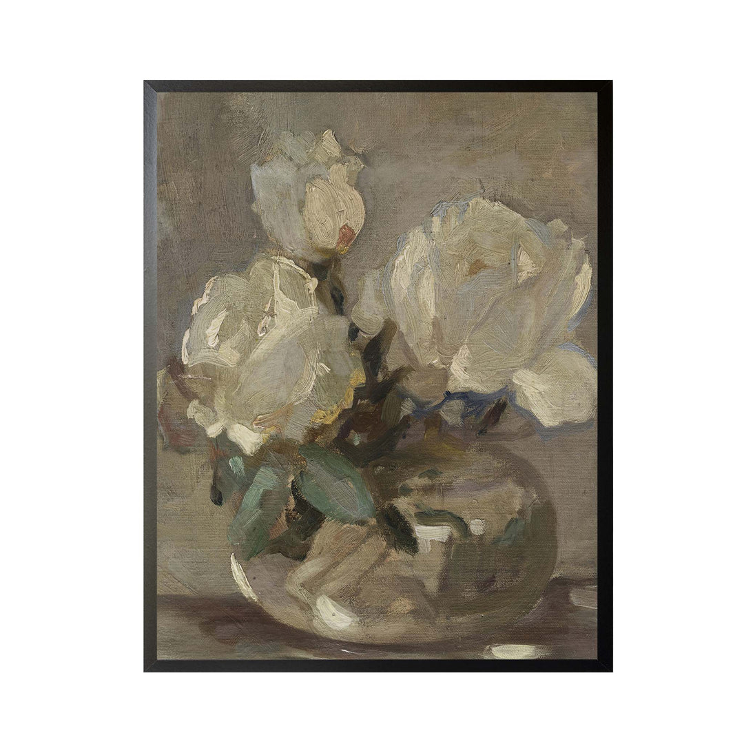 Neutral floral painting adapted from a painting by ALEXANDER KOESTER