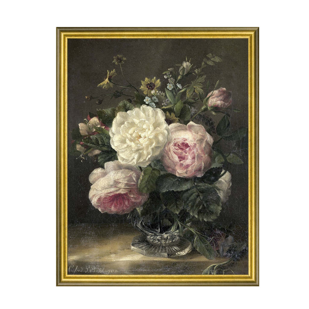Still life rose oil painting in a crystal vase - Attica Press