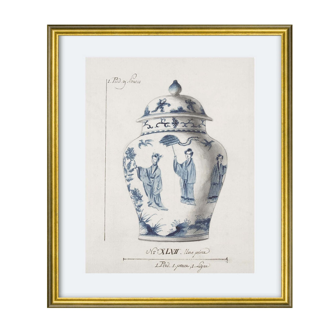 Illustration of a blue and white chinese ginger jar