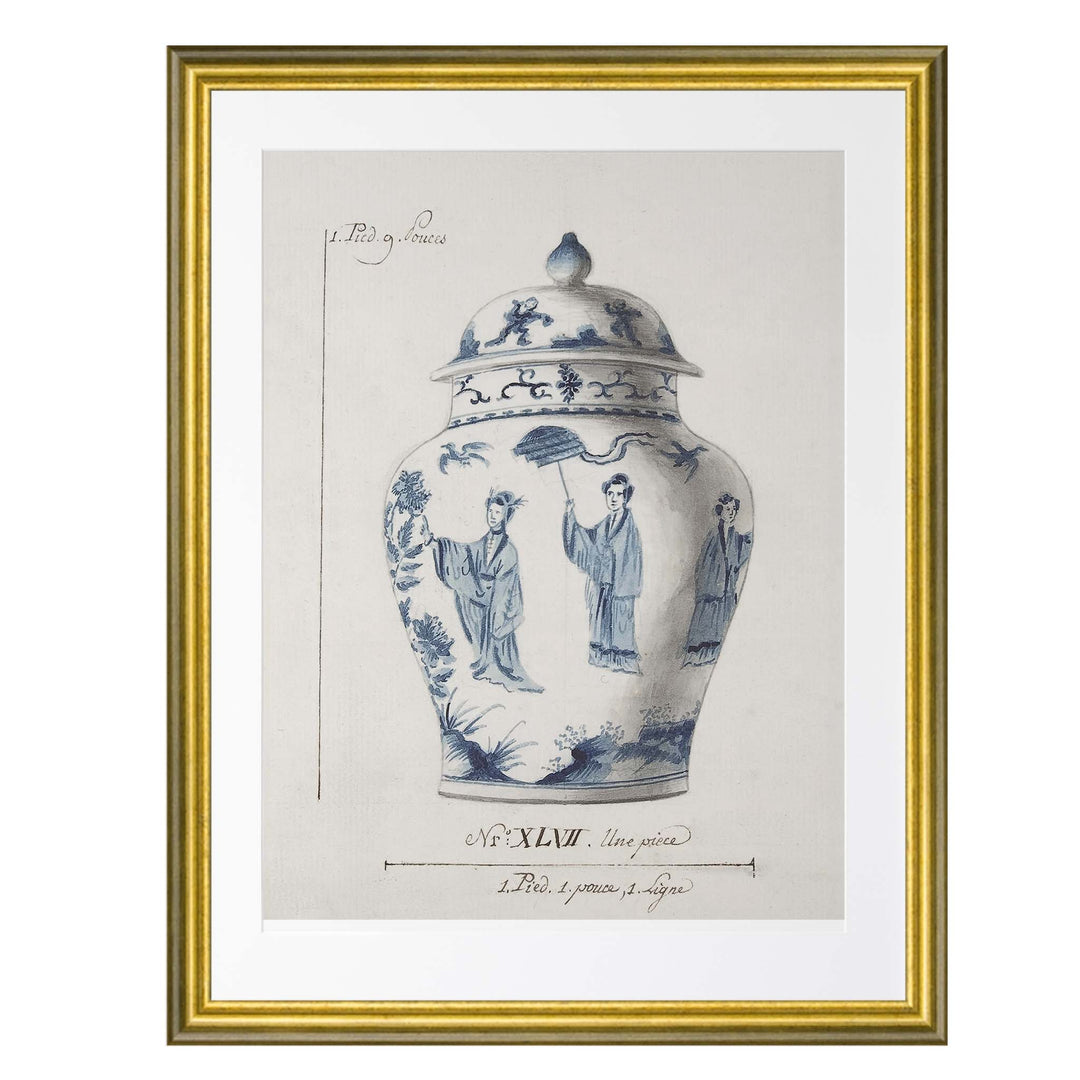 Illustration of a blue and white chinese ginger jar