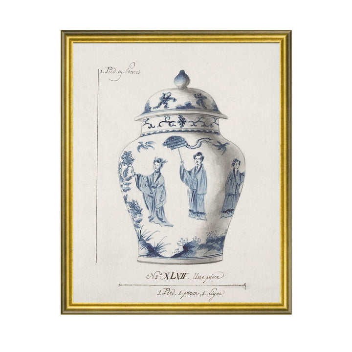 Illustration of a blue and white chinese ginger jar