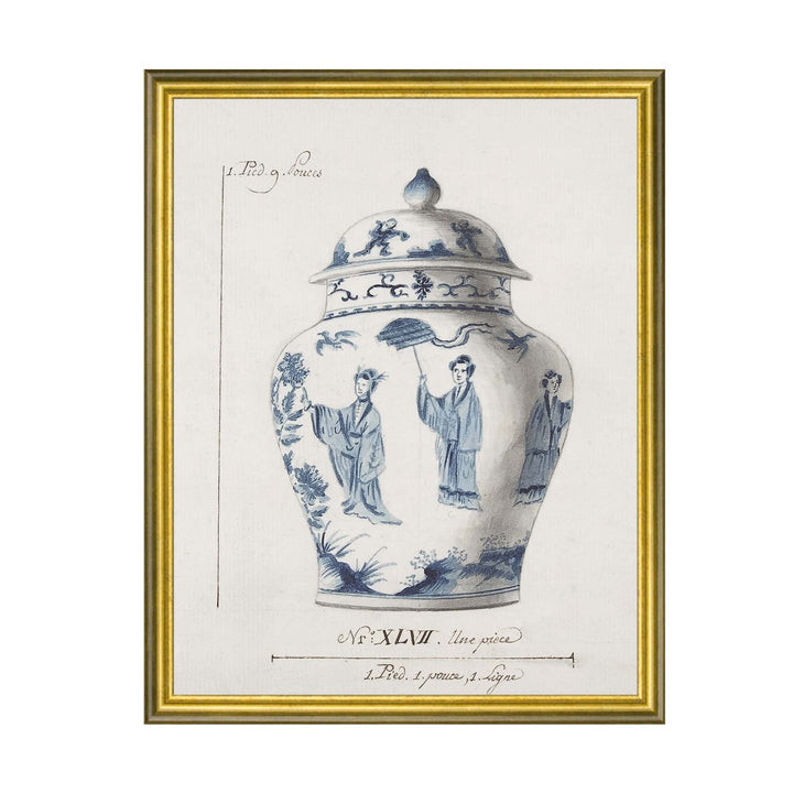 Illustration of a blue and white chinese ginger jar