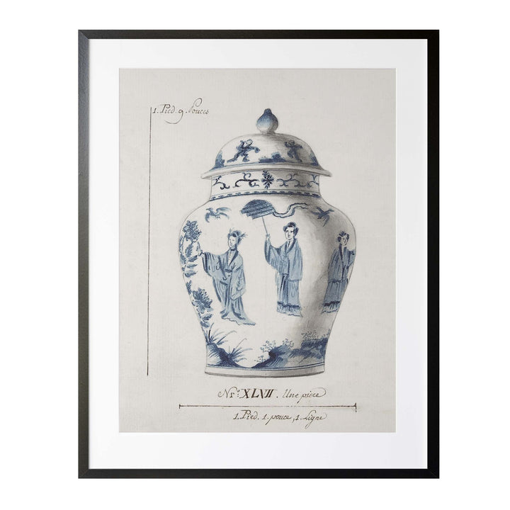 Illustration of a blue and white chinese ginger jar