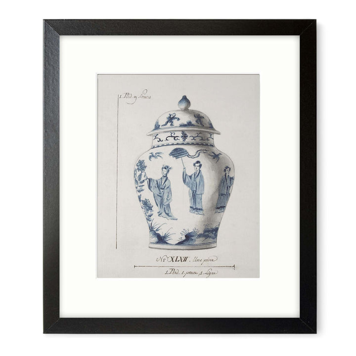 Illustration of a blue and white chinese ginger jar