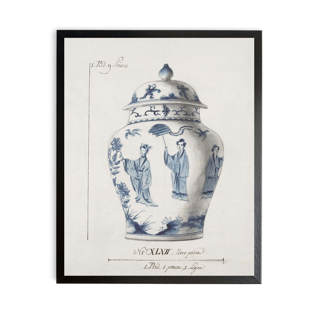 Illustration of a blue and white chinese ginger jar