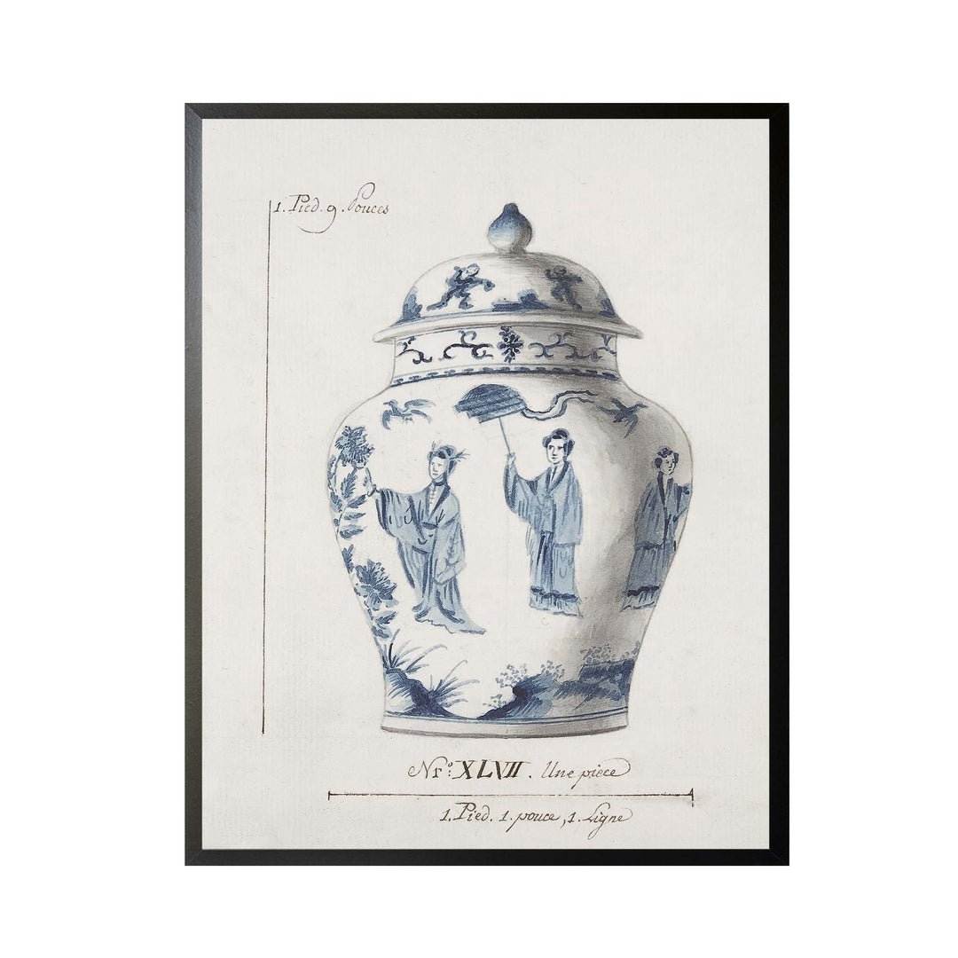 Illustration of a blue and white chinese ginger jar