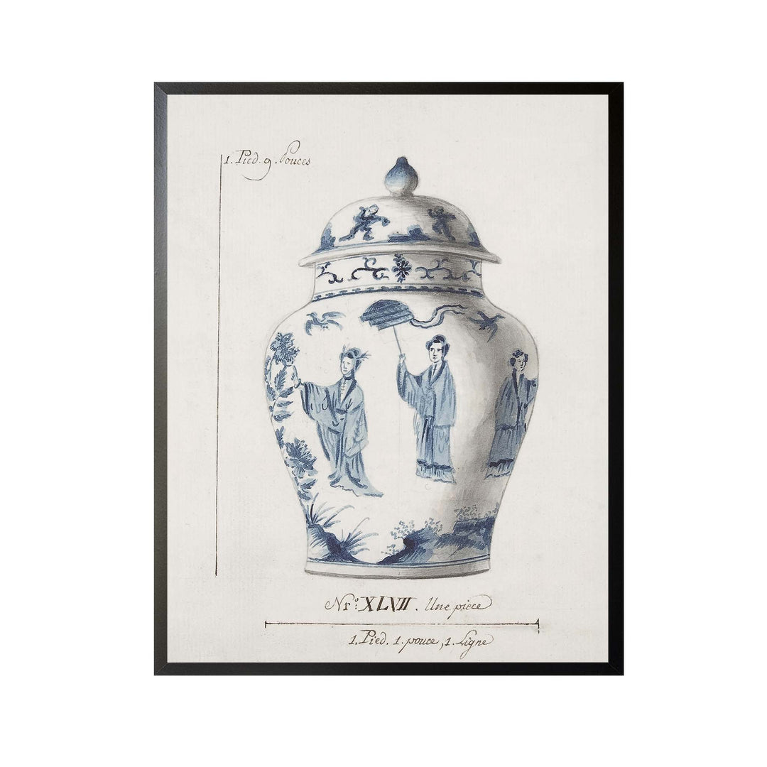 Illustration of a blue and white chinese ginger jar