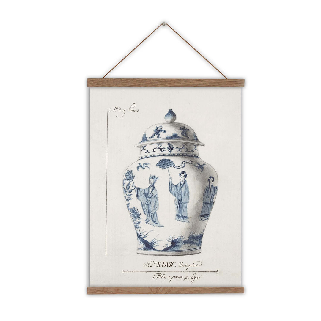 Illustration of a blue and white chinese ginger jar