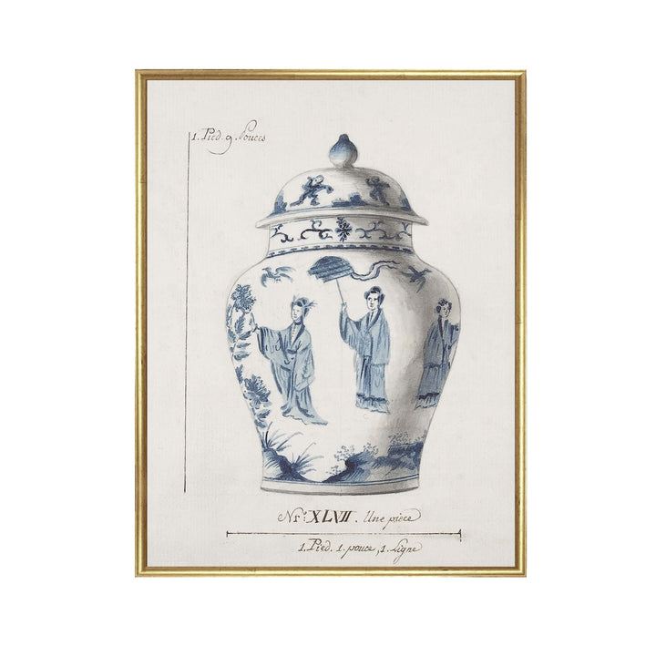 Illustration of a blue and white chinese ginger jar