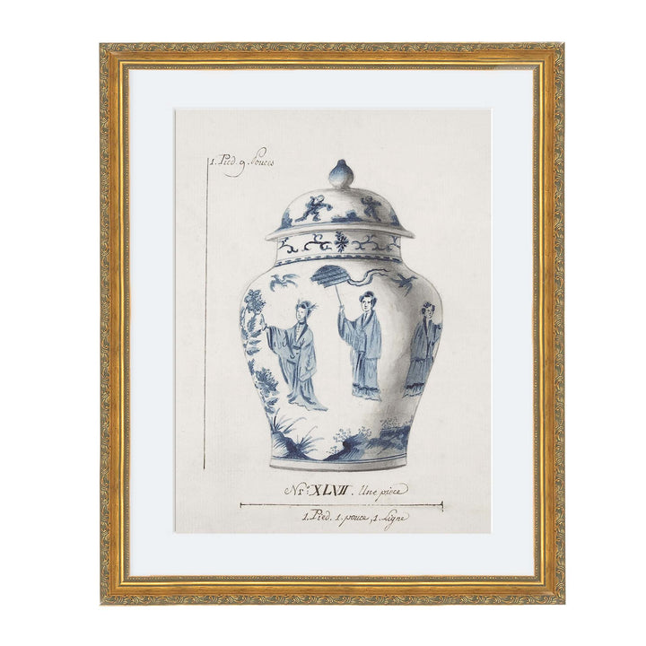 Illustration of a blue and white chinese ginger jar