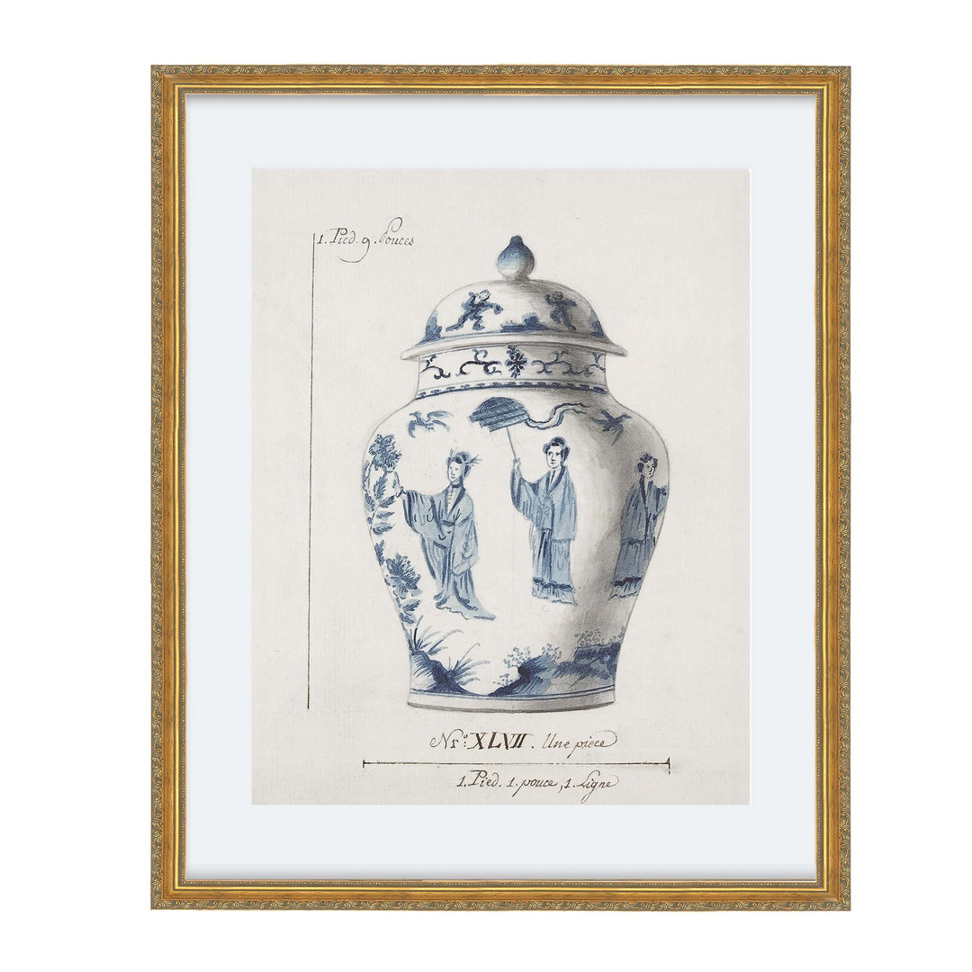 Illustration of a blue and white chinese ginger jar