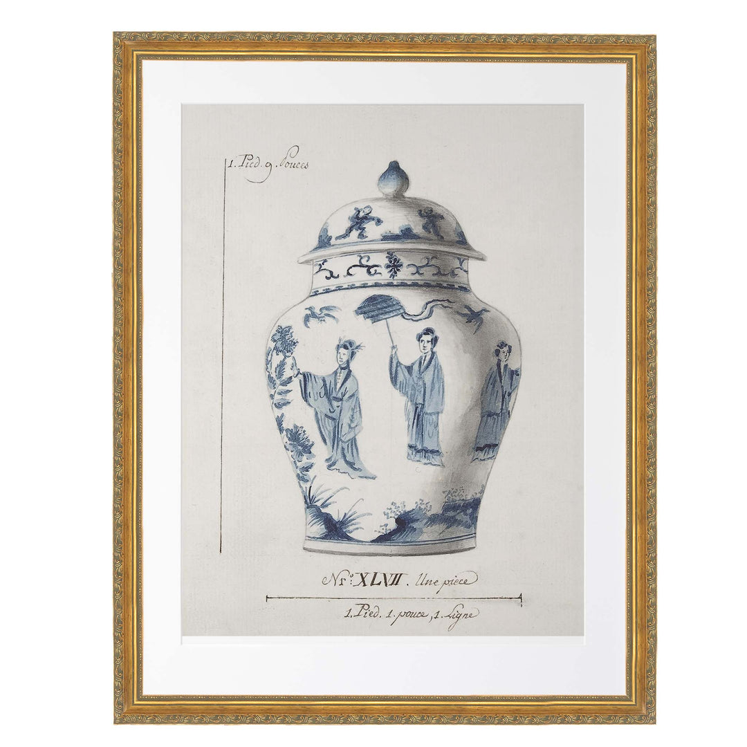 Illustration of a blue and white chinese ginger jar