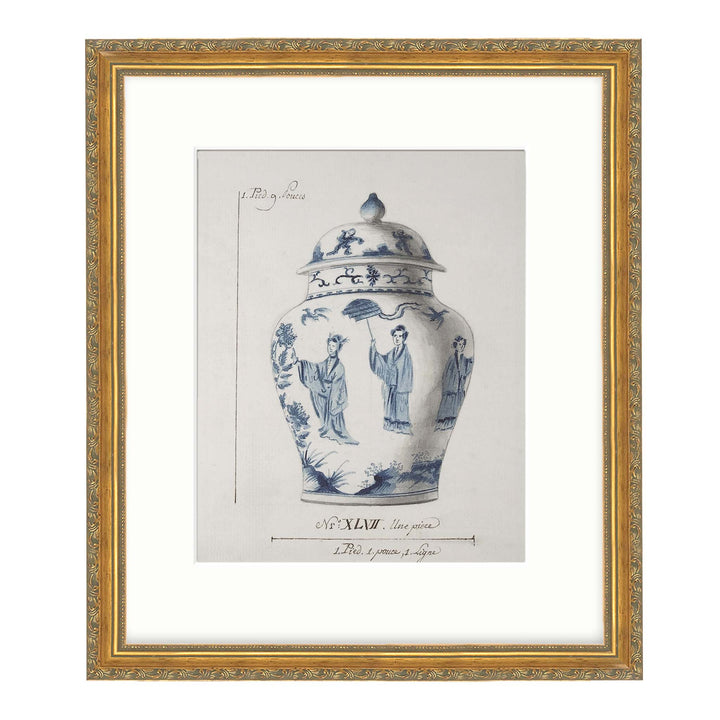 Illustration of a blue and white chinese ginger jar