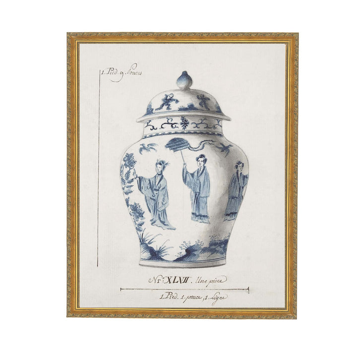 Illustration of a blue and white chinese ginger jar