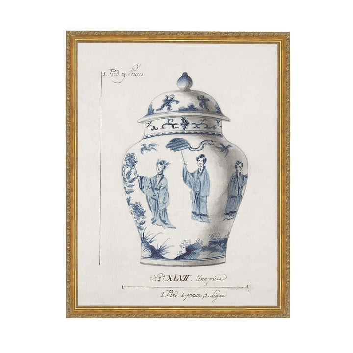 Illustration of a blue and white chinese ginger jar