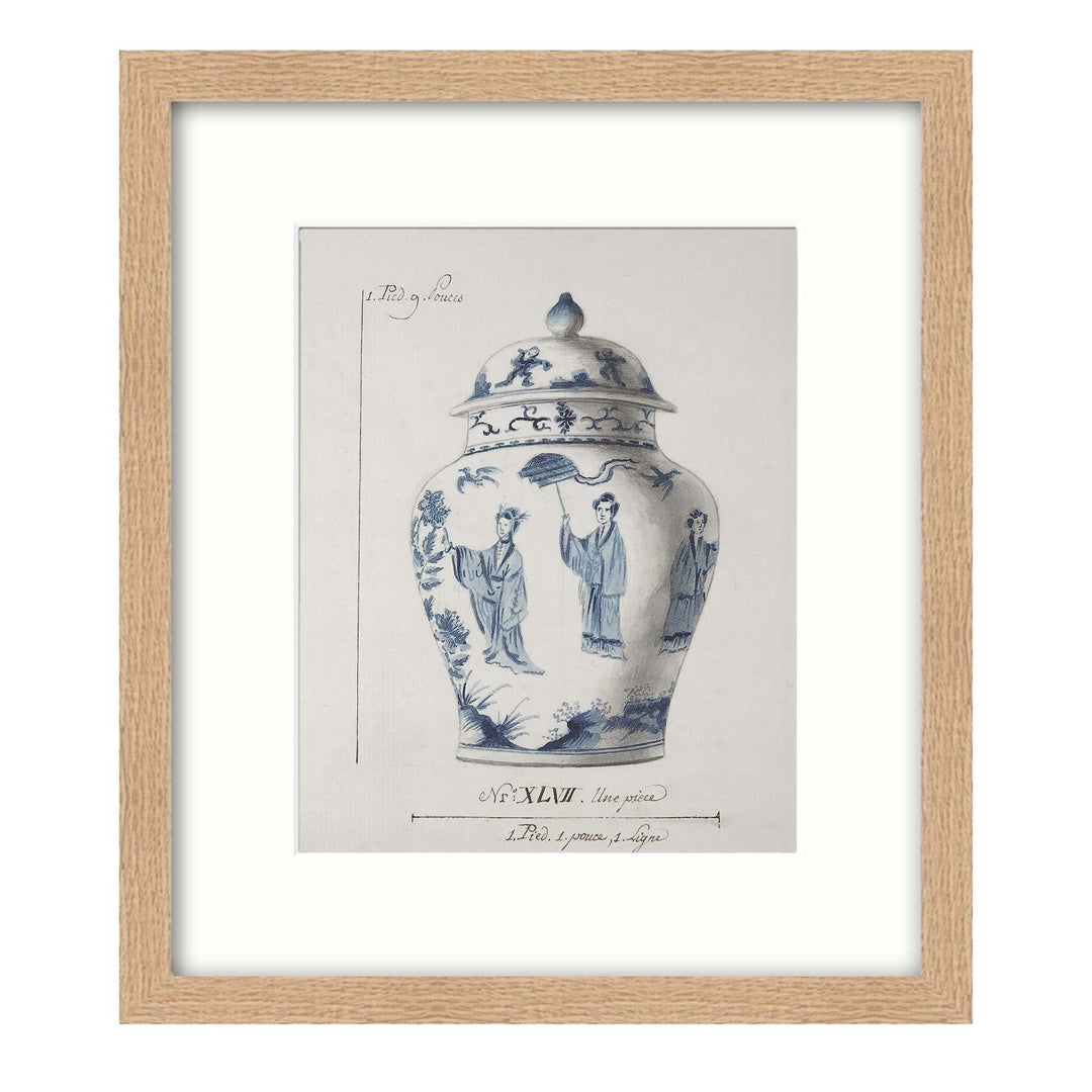 Illustration of a blue and white chinese ginger jar