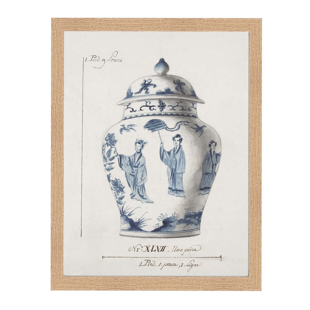 Illustration of a blue and white chinese ginger jar