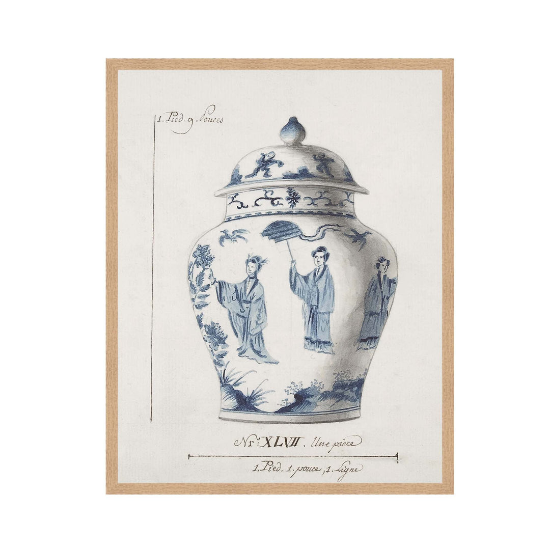 Illustration of a blue and white chinese ginger jar