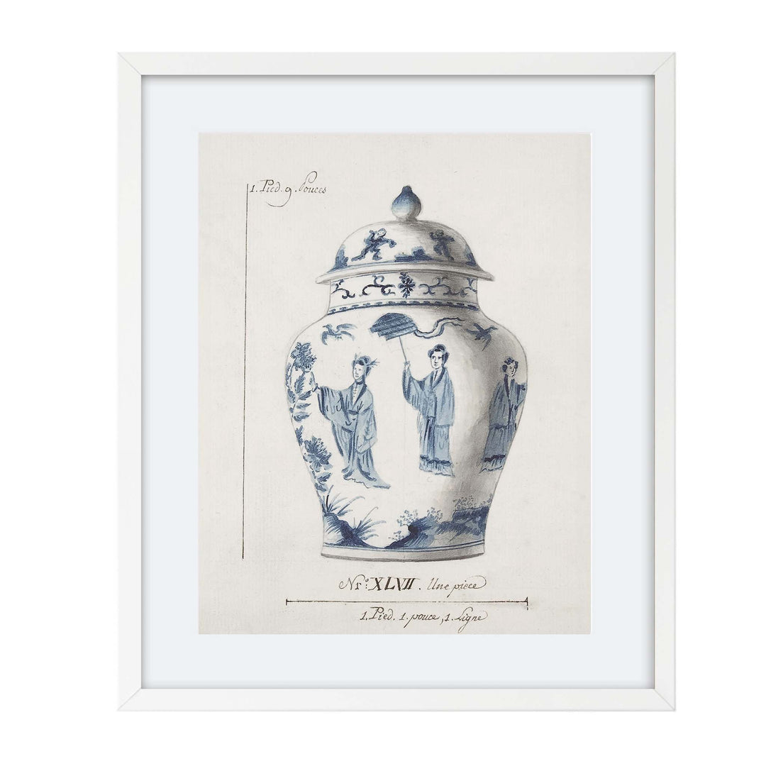 Illustration of a blue and white chinese ginger jar