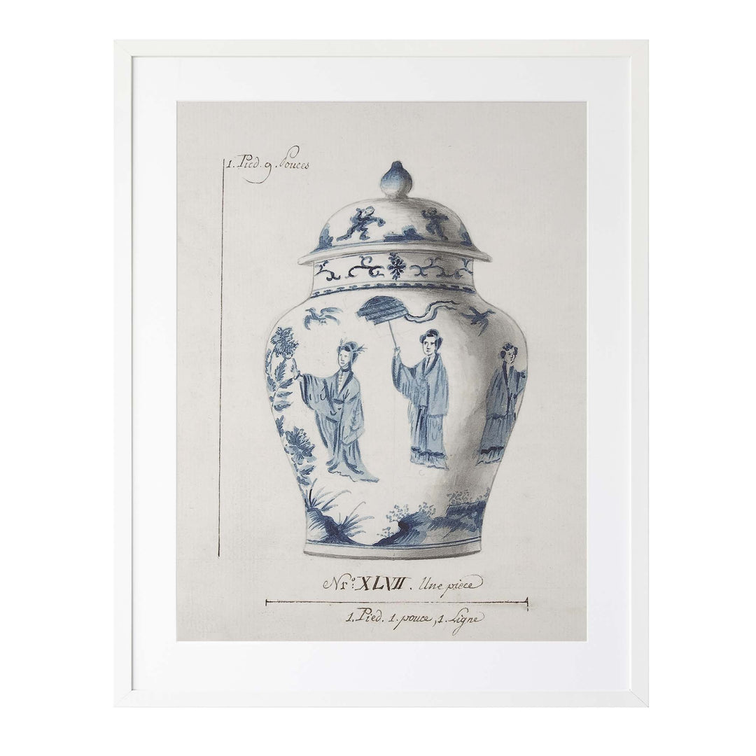 Illustration of a blue and white chinese ginger jar