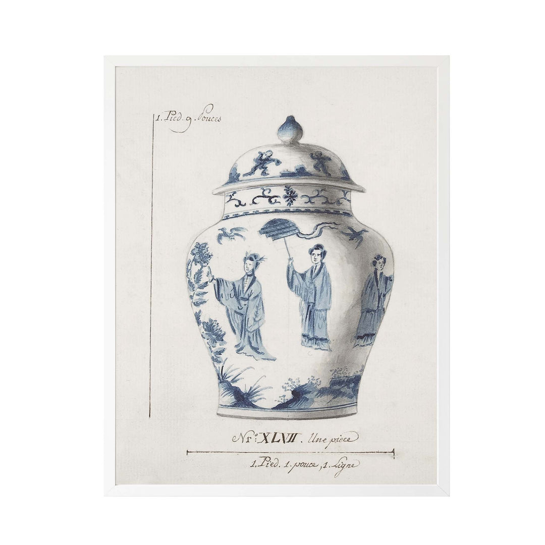 Illustration of a blue and white chinese ginger jar