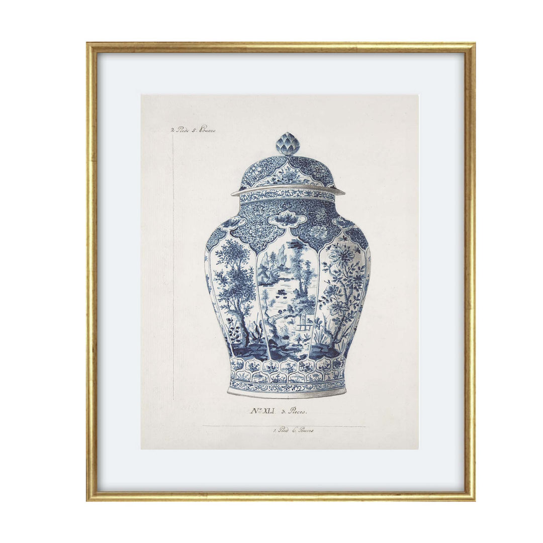 Illustration of a blue and white chinese ginger jar
