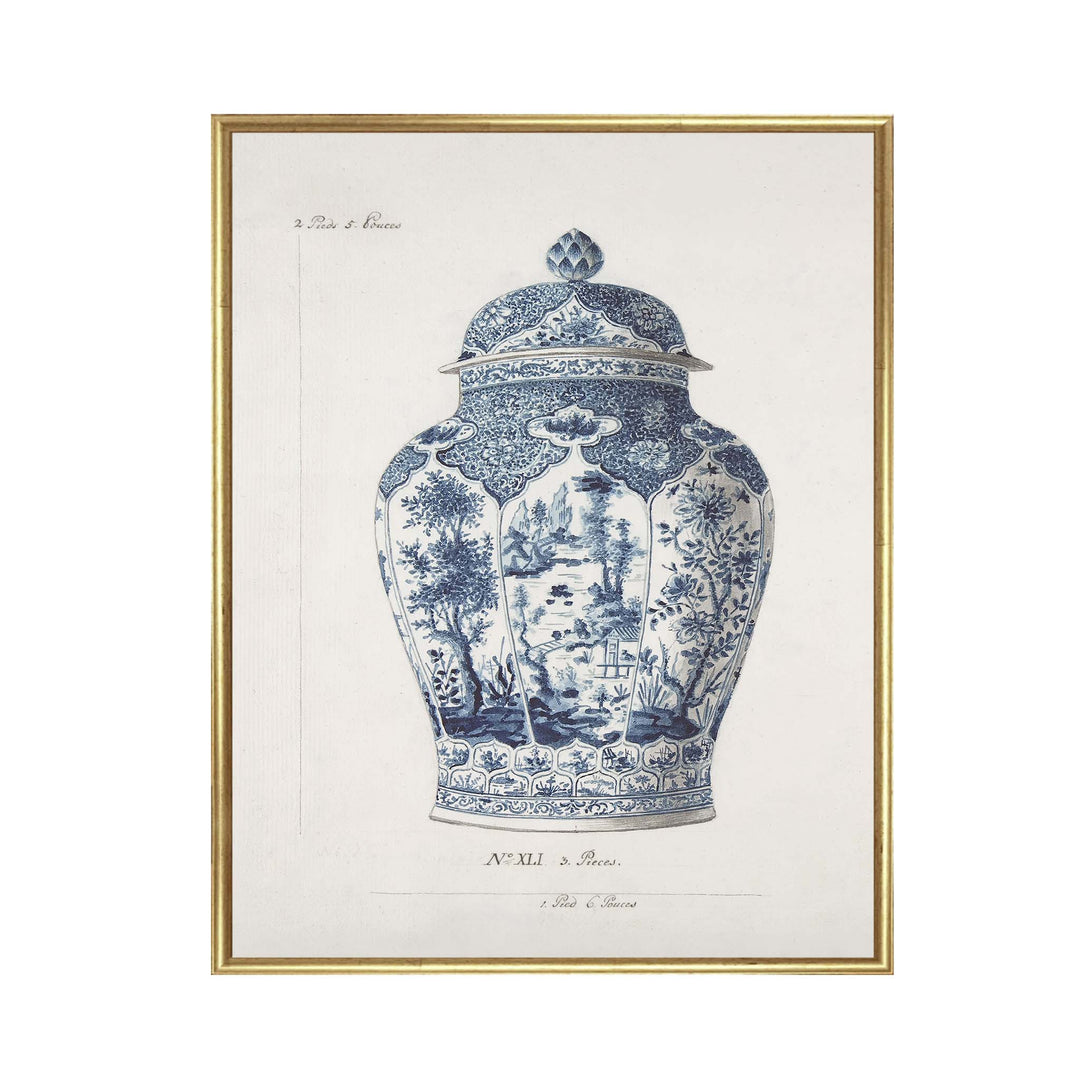 Illustration of a blue and white chinese ginger jar