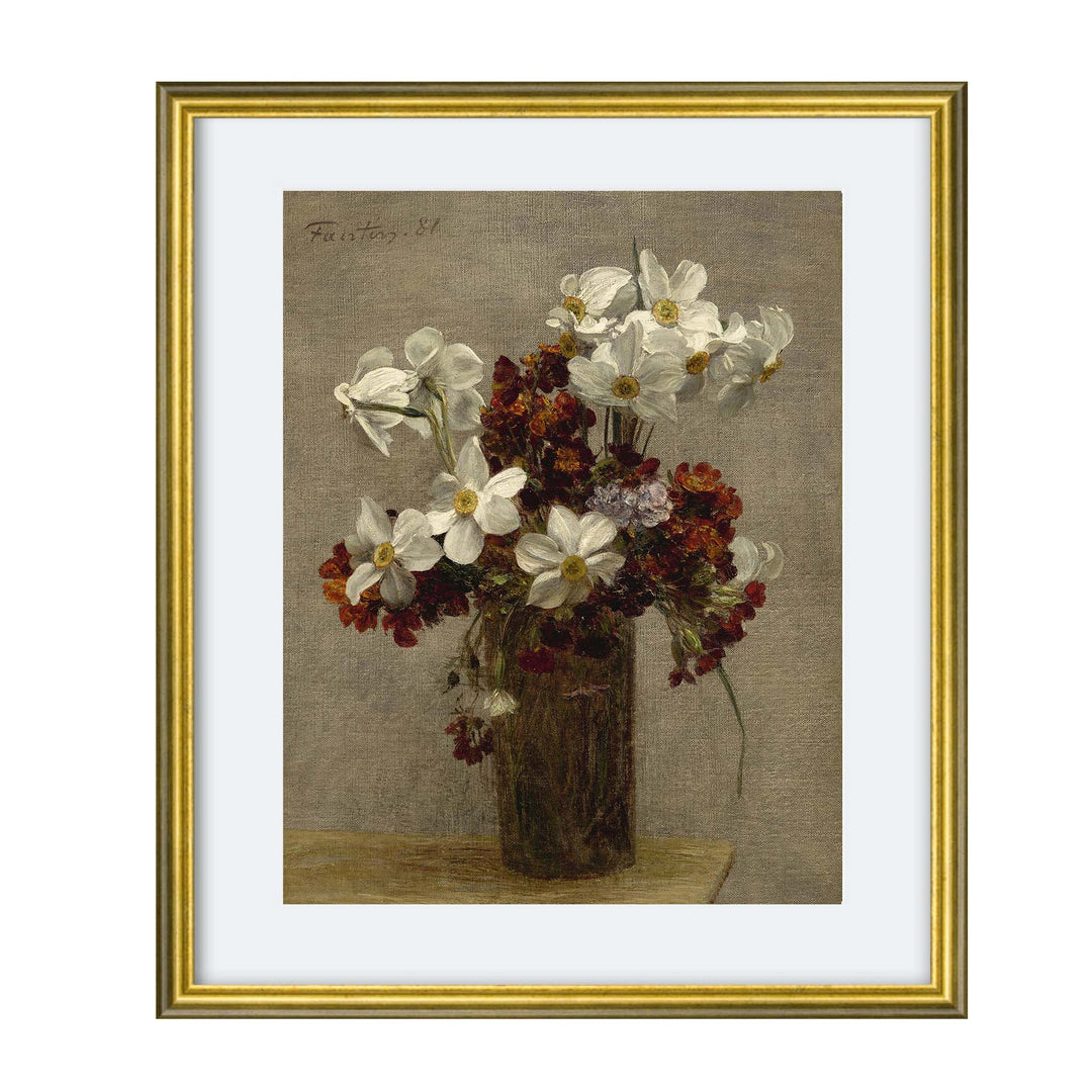 floral painting of daffodils - Narcisses by Henri Fantin-Latour