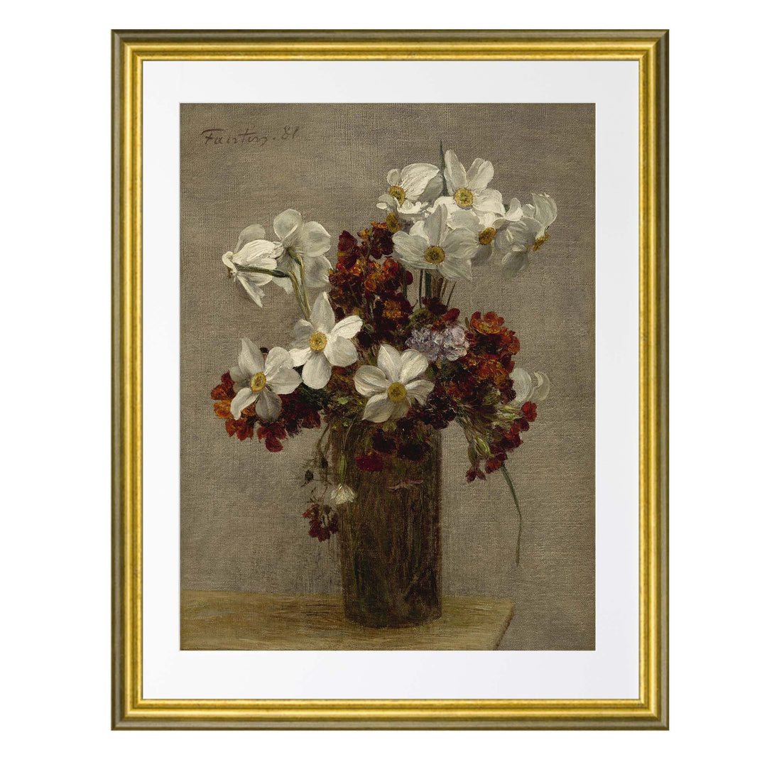 floral painting of daffodils - Narcisses by Henri Fantin-Latour