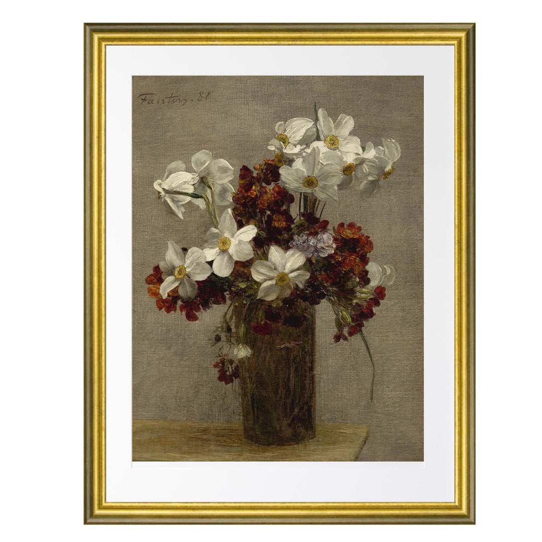 floral painting of daffodils - Narcisses by Henri Fantin-Latour