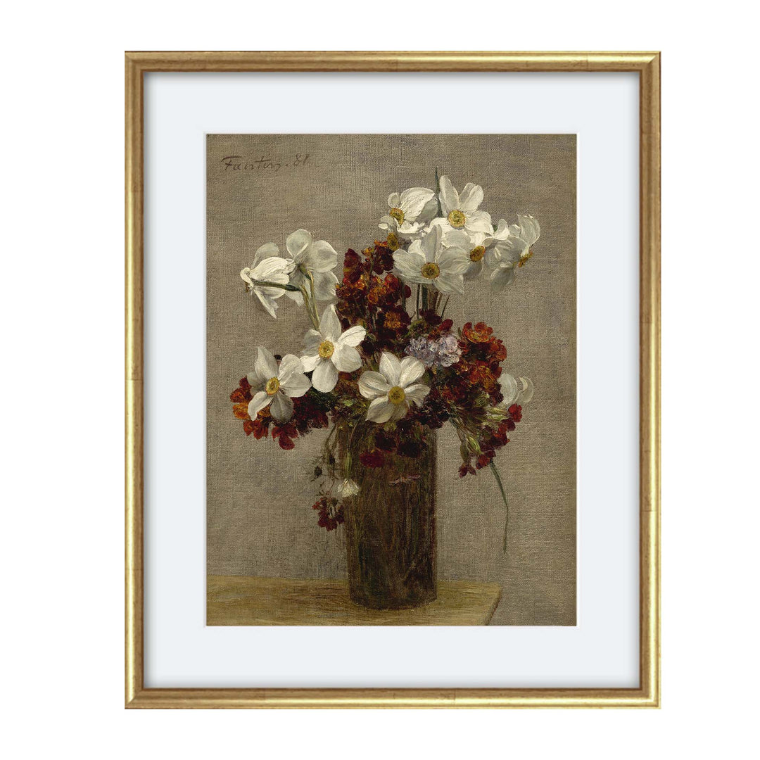 floral painting of daffodils - Narcisses by Henri Fantin-Latour