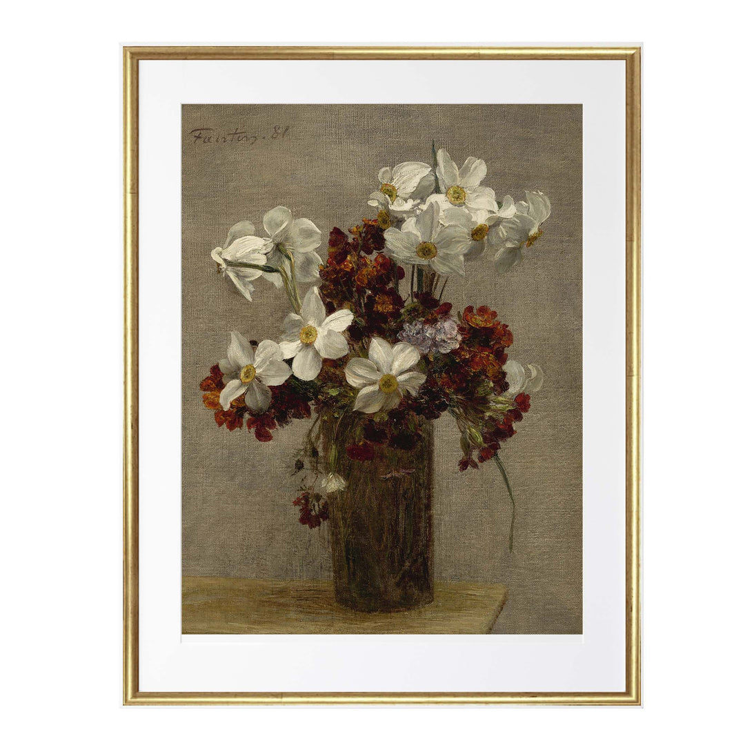 floral painting of daffodils - Narcisses by Henri Fantin-Latour