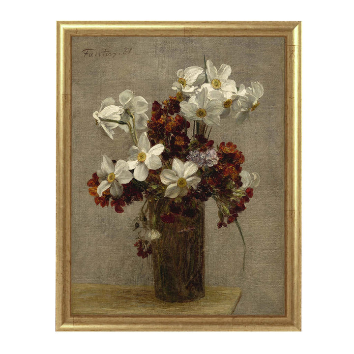 floral painting of daffodils - Narcisses by Henri Fantin-Latour