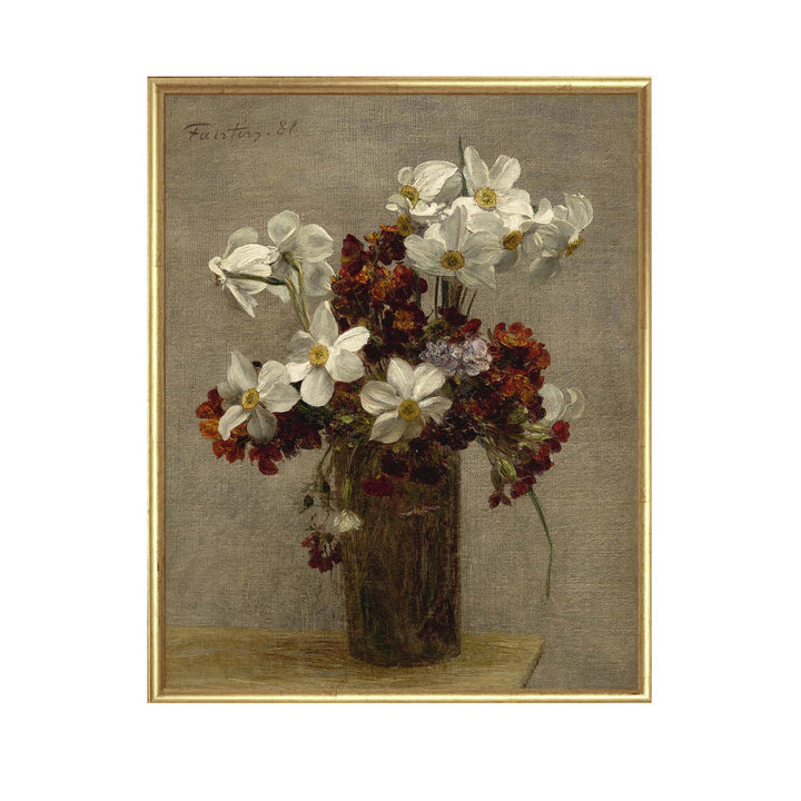 floral painting of daffodils - Narcisses by Henri Fantin-Latour