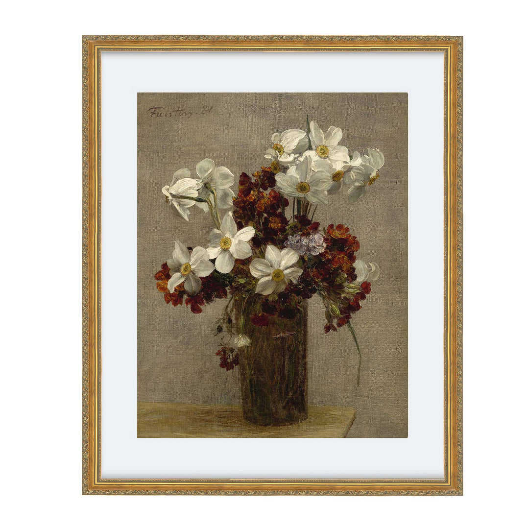 floral painting of daffodils - Narcisses by Henri Fantin-Latour