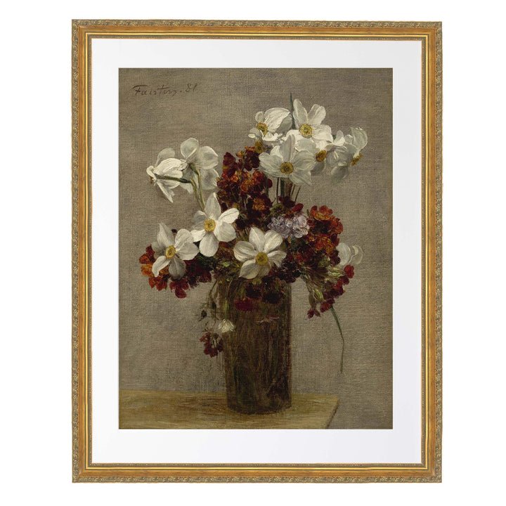 floral painting of daffodils - Narcisses by Henri Fantin-Latour