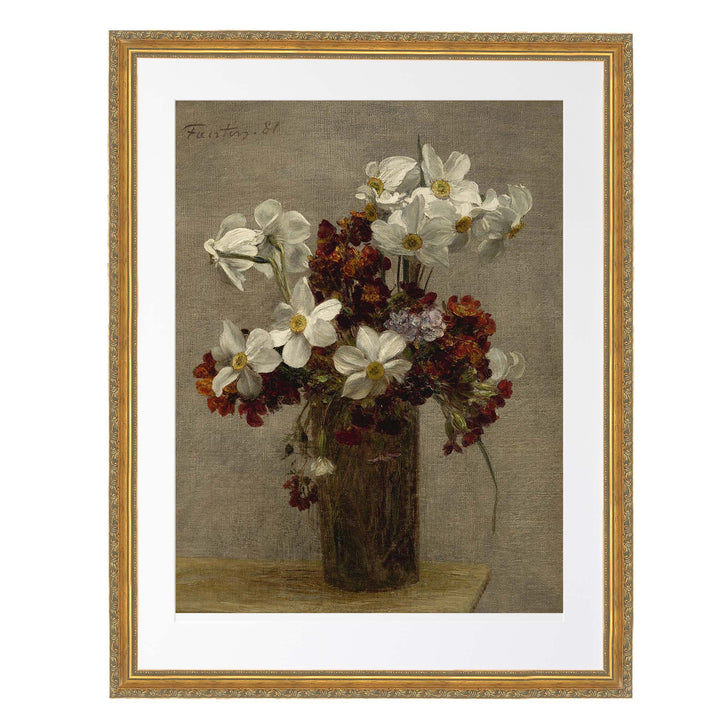 floral painting of daffodils - Narcisses by Henri Fantin-Latour