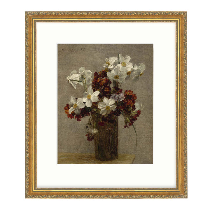 floral painting of daffodils - Narcisses by Henri Fantin-Latour