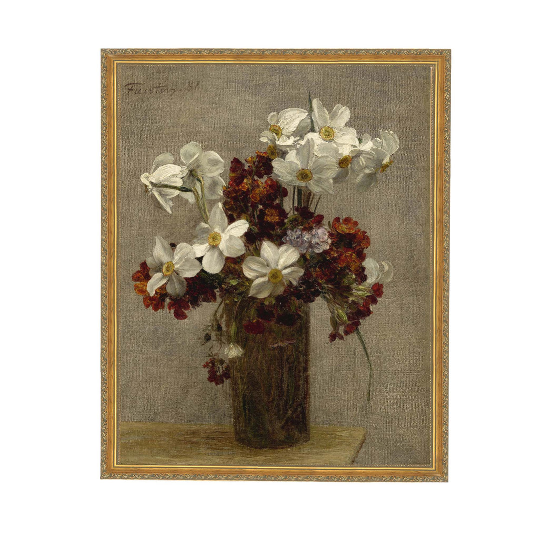 floral painting of daffodils - Narcisses by Henri Fantin-Latour