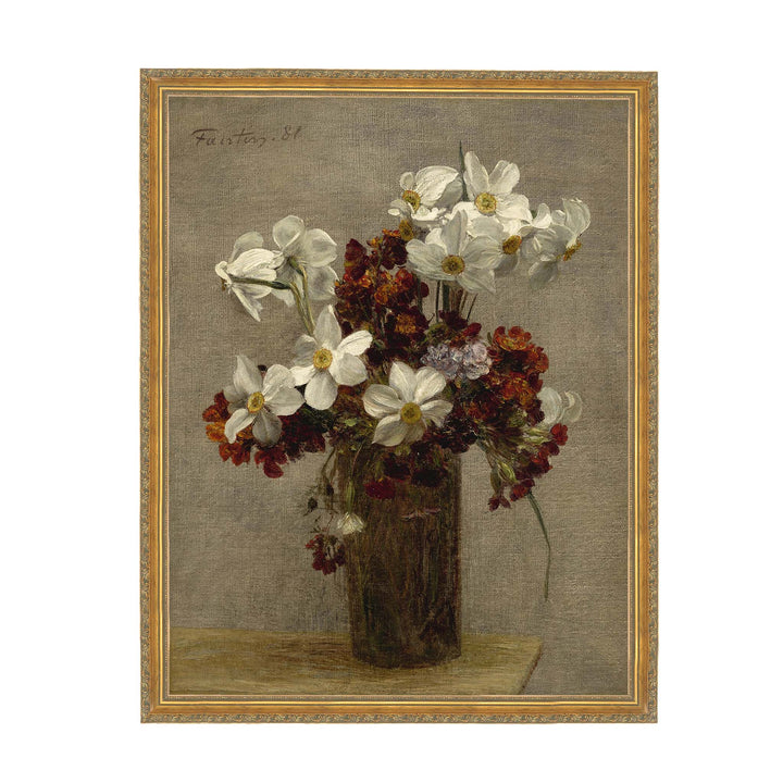 floral painting of daffodils - Narcisses by Henri Fantin-Latour