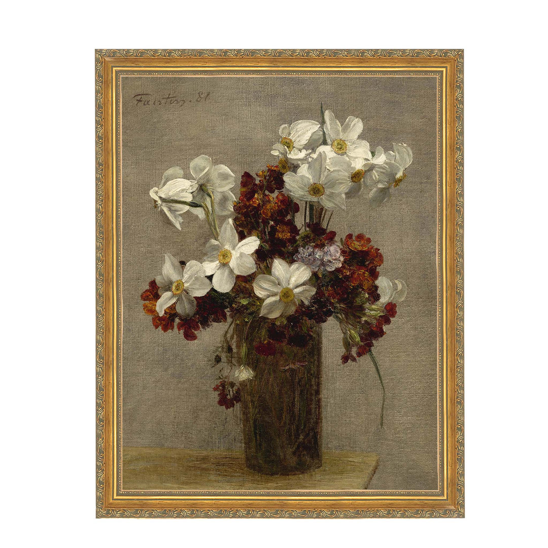 floral painting of daffodils - Narcisses by Henri Fantin-Latour