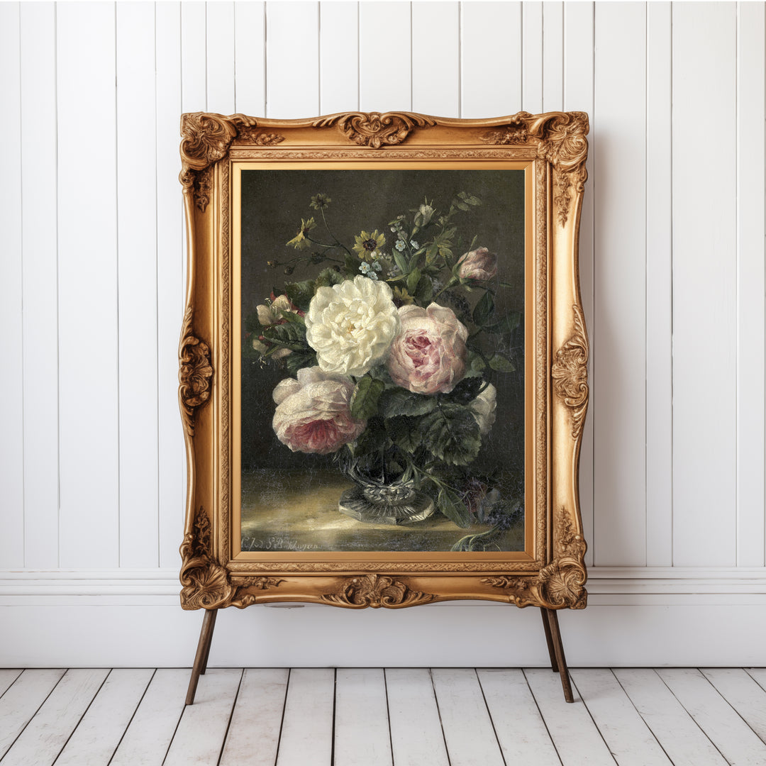 Still life rose oil painting, a bouquet of flowers Attica Press