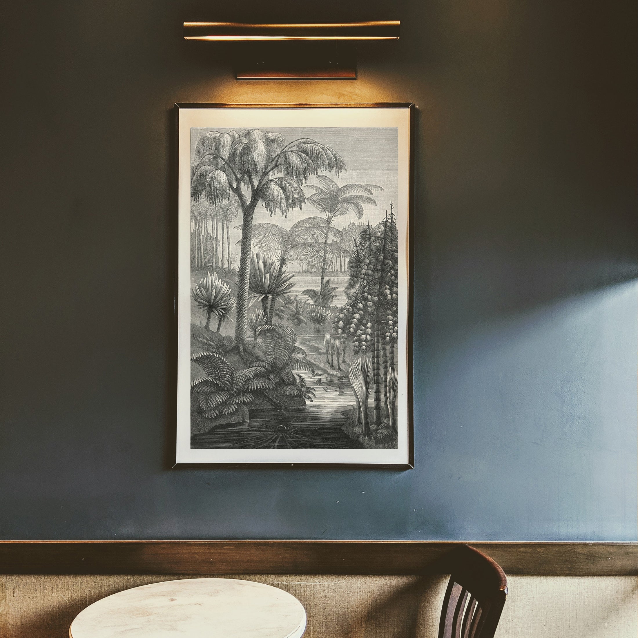 Tropical wall art featuring a monochrome palm tree print from Attica Press