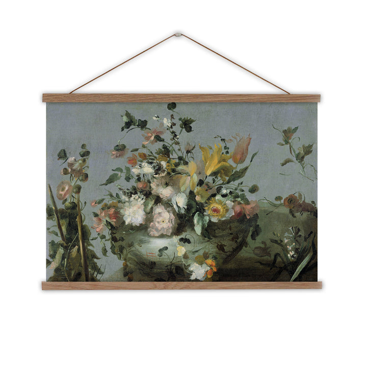 vintage flowers canvas wall hanging
