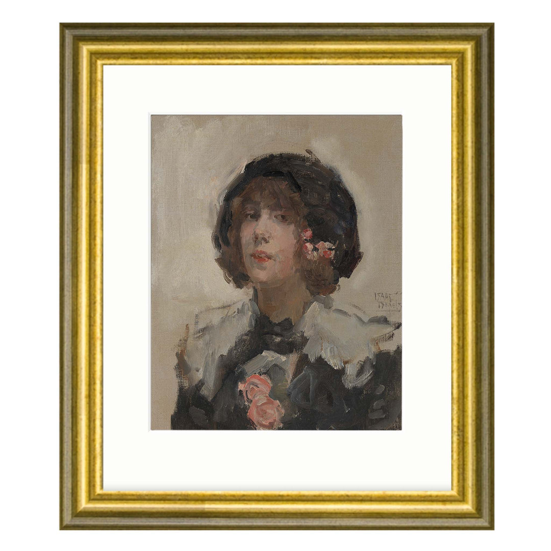 Vintage portrait painting of a woman wearing a hat