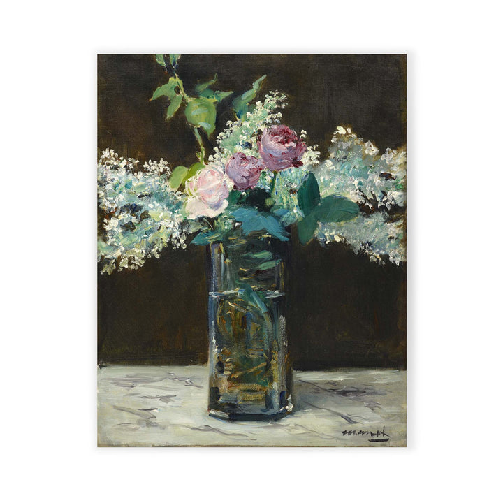 Manet's painting of Lilacs and Roses vintage print